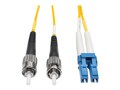 Tripp Lite Fiber Patch Cable, LC-ST, 8.3 125, Duplex, Singlemode, Plenum, Yellow, 5m, N368-05M-P, 9703263, Cables