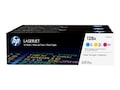 HP 128A (CF371AM) 3-pack Cyan Magenta Yellow Original LaserJet Toner Cartridges, CF371AM, 15507445, Toner and Imaging Components - OEM HP 128A (CF371AM) 3-pack Cyan Magenta Yellow Original LaserJet Toner Cartridges, CF371AM, 15507445, Toner and Imaging Components - OEM