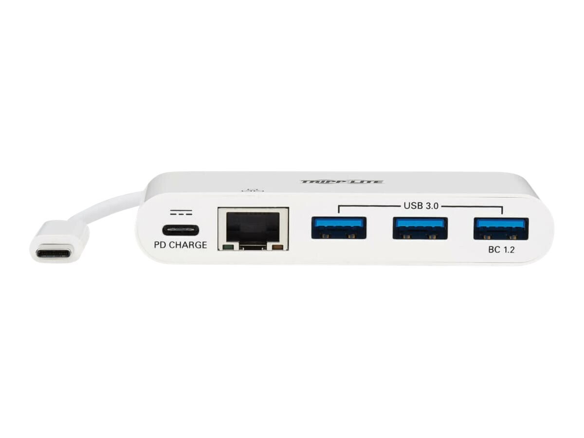 Tripp Lite 3-Port USB-C to USB-A Hub Portable w/ Gigabit Ethernet Port RJ45  - hub - 3 ports - U460-003-3AG - USB Hubs 