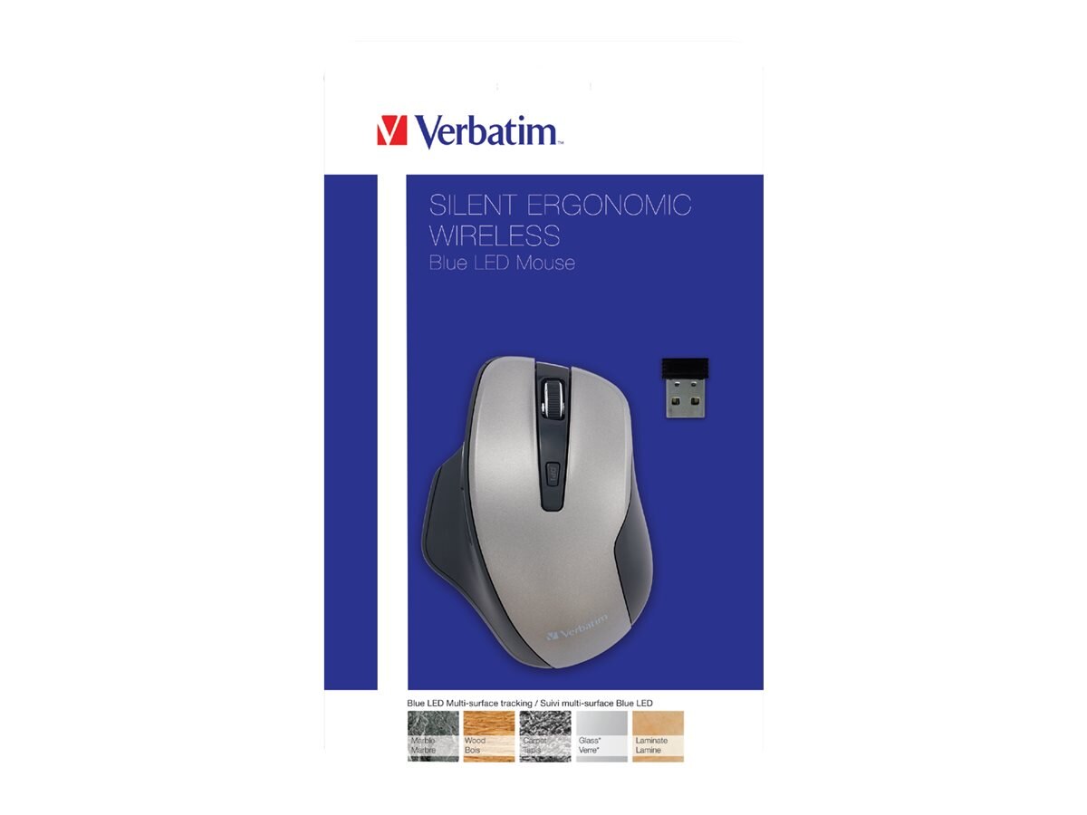 Verbatim Silent Ergonomic souris sans fil blue LED(70242CA)