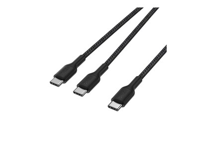 Belkin 140W Braided USB-C to Dual USB-C Cable, Black, 1.5m, CAC004FQ1.5MBK , 42108405, Cables Belkin 140W Braided USB-C to Dual USB-C Cable, Black, 1.5m, CAC004FQ1.5MBK , 42108405, Cables