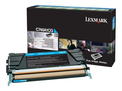 Lexmark Cyan Return Program Toner Cartridge for C746 & C748 Color Laser Printer Series, C746A1CG, 14012740, Toner and Imaging Components - OEM