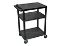 Luxor 3-Shelf Plastic Poly Mobile A V Cart with Lockable Wheels, Black, LP34E-B                       , 41843194, Furniture - Miscellaneous