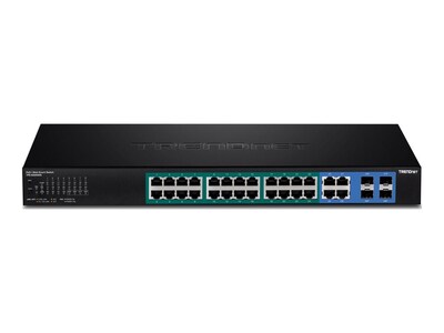 TRENDnet 24-Port GbE PoE+ Web Smart Switch w 4xGbE Shared (RJ45 SFP), 370W, TPE-5028WS, 34779121, Network Switches