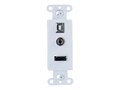 C2G Decorative HDMI Wall Plate w  USB & 3.5mm Audio, White, 39873, 35130593, Premise Wiring Equipment