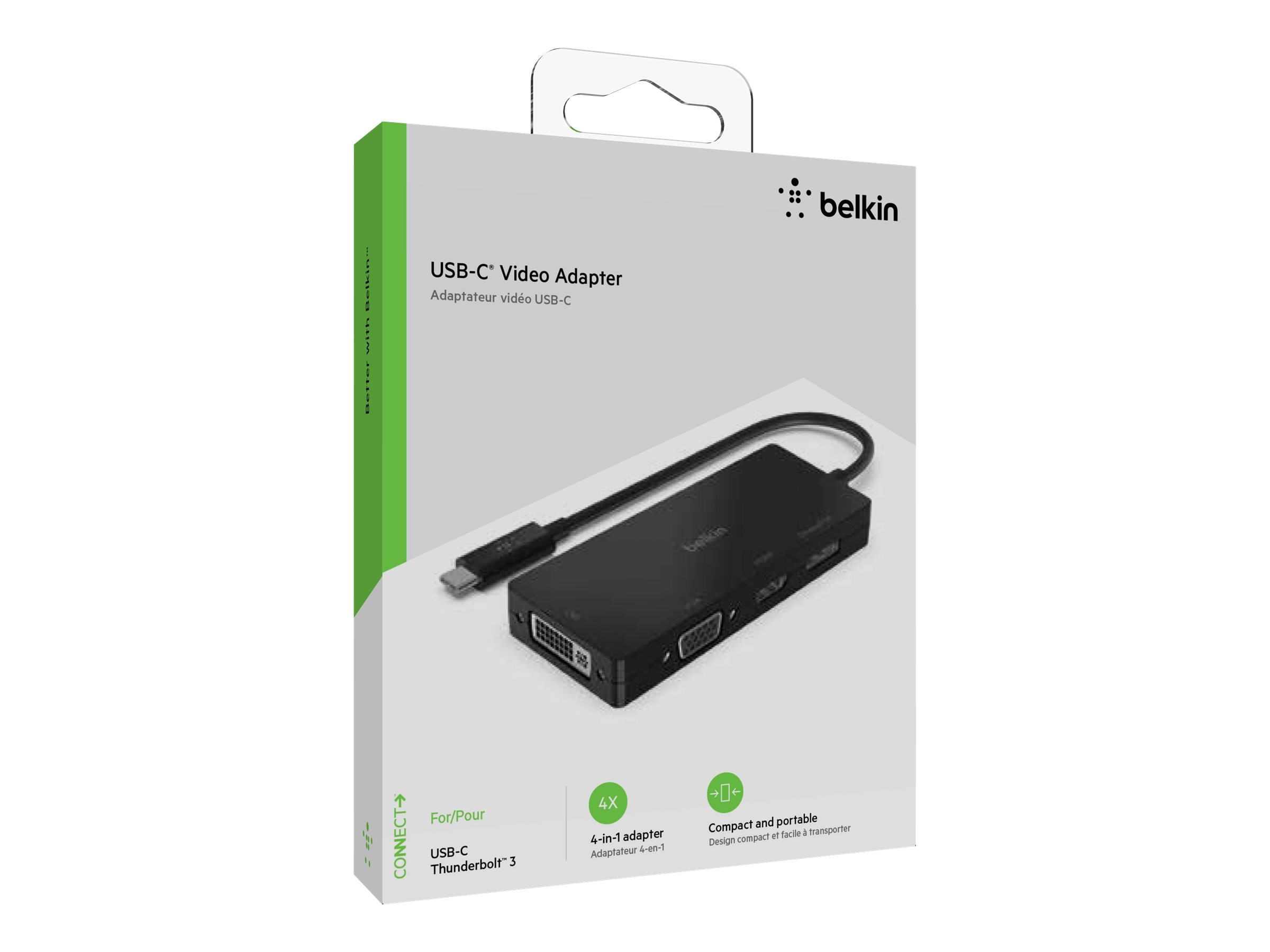 Belkin Multiport USB-C Adapter AVC003btBK Connect Your USB-C Laptop to Any Display USB-C Video Adapter w/VGA, DVI, 4K HDMI, 4K DisplayPort 