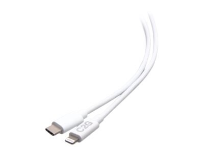 C2G USB-C Male to Lightning Male Sync and Charging Cable, White, 6ft, C2G54559, 41546369, Cables
