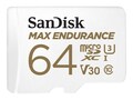 SanDisk 64GB MAX ENDURANCE V30 MicroSDXC Card, Class 10, SDSQQVR-064G-GN6IA            , 42124064, Memory - Flash