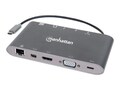 Manhattan USB-C 7-in-1 Docking Station, 152808, 35033371, Docking Stations & Port Replicators