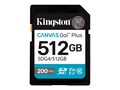 Kingston 512GB Canvas Go Plus Gen4 UHS-I U3 V30 SDXC Card, Class 10, SDG4/512GB                    , 41967636, Memory - Flash
