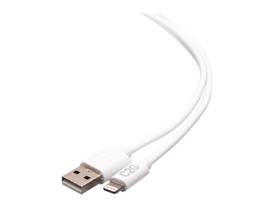 C2G USB-A Male to Lightning Male Sync and Charging Cable, White, 10ft, C2G29907, 41411184, Cables