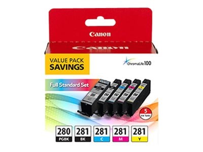 Canon PGI-280 CLI-281 5 Color Value Pack, 2075C006, 36971221, Ink Cartridges & Ink Refill Kits - OEM Canon PGI-280 CLI-281 5 Color Value Pack, 2075C006, 36971221, Ink Cartridges & Ink Refill Kits - OEM