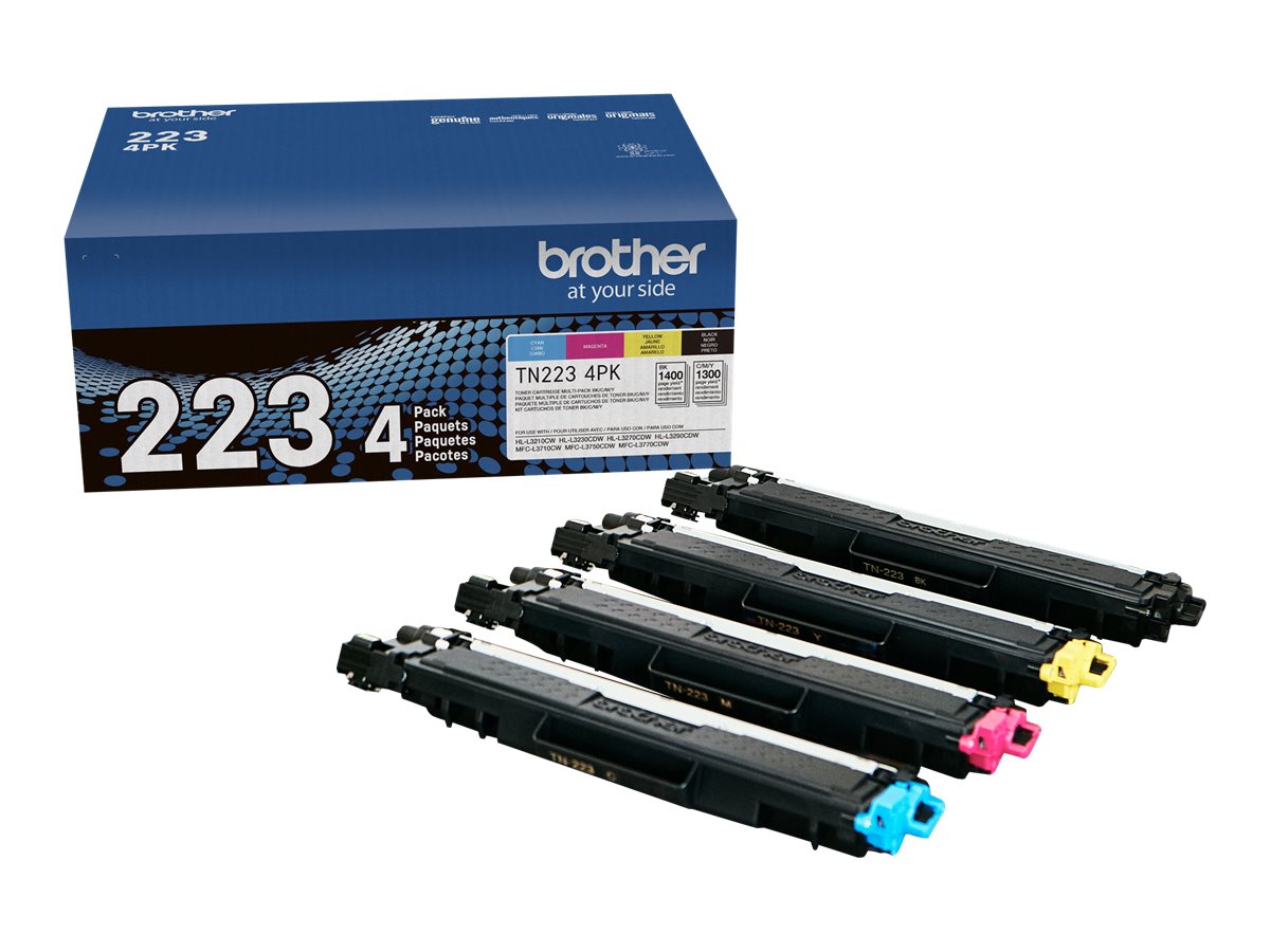  Brother Genuine Standard-Yield Toner Cartridge Four Pack TN223  4PK - Includes one Cartridge Each of Black, Cyan, Magenta & Yellow Toner,  Standard Yield, Model: TN2234PK : Office Products