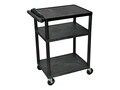 Luxor 3-Shelf Plastic Poly Mobile A V Cart with Lockable Wheels, Black, LP34E-B                       , 41843194, Furniture - Miscellaneous