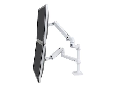 Ergotron LX Dual Stacking Arm, White, 45-492-216, 32052868, Stands & Mounts - Desktop Monitors