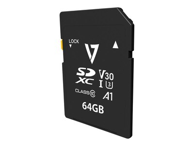 V7 64GB V30 U3 A1 4K SDXC Card, Class 10, VPSD64GV30U3, 41530081, Memory - Flash