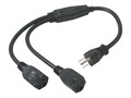 C2G 1-to-2 Power Splitter Cable, (2) NEMA 5-15 (F) to (1) NEMA 5-15 (M), 6ft, 29807, 8067365, Power Cords
