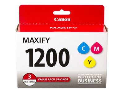 Canon Cyan, Magenta & Yellow PGI-1200 Ink Tanks (1 of Each), 9232B005, 17914386, Ink Cartridges & Ink Refill Kits - OEM