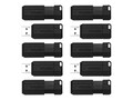 Verbatim 32GB Pinstripe USB 2.0 Flash Drive, Black, 10-pack, 70062, 41131343, Flash Drives