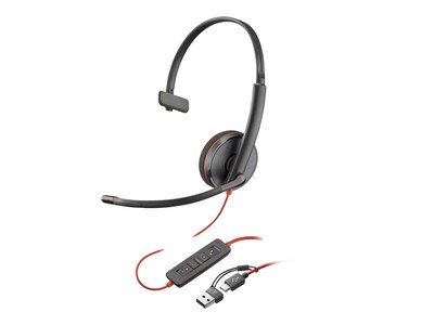 HP Poly BlackWire C3210 USB-C Headset (TAA Compliant Bulk), 8S0L5A6#ABA, 41742812, Headsets (w/ microphone)