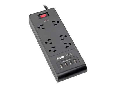 Tripp Lite 900J (6) Outlet Surge Protector w 4 USB Ports (4.2A Shared), 6 ft. Cord, Black, TLP664USBB, 36206545, Surge Suppressors Tripp Lite 900J (6) Outlet Surge Protector w 4 USB Ports (4.2A Shared), 6 ft. Cord, Black, TLP664USBB, 36206545, Surge Suppressors