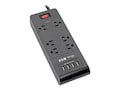 Tripp Lite 900J (6) Outlet Surge Protector w 4 USB Ports (4.2A Shared), 6 ft. Cord, Black, TLP664USBB, 36206545, Surge Suppressors Tripp Lite 900J (6) Outlet Surge Protector w 4 USB Ports (4.2A Shared), 6 ft. Cord, Black, TLP664USBB, 36206545, Surge Suppressors
