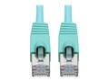 Tripp Lite Cat6a 10G-Certified Snagless Shielded STP PoE Network Patch Cable, Aqua, 20ft, N262-020-AQ, 37053237, Cables
