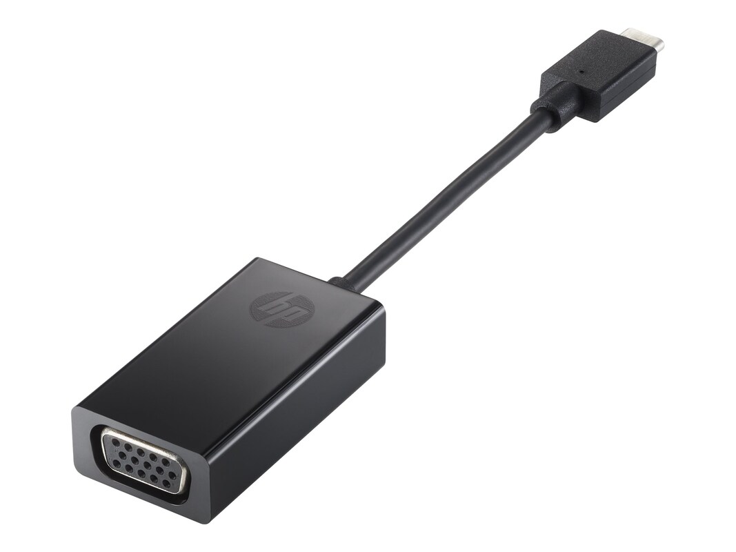 HP USB C to VGA M F Adapter, Black (N9K76AA#ABA)
