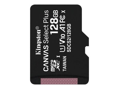 Kingston 128GB MicroSDXC UHS-I Canvas Select Plus Memory Card, Class 10 , SDCS2/128GBSP, 37690682, Memory - Flash