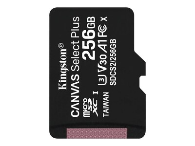 Kingston 256GB MicroSDXC UHS-I Canvas Select Plus Memory Card, Class 10, SDCS2/256GBSP, 37690754, Memory - Flash