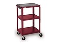 Bretford Manufacturing Adjustable Audio Visual Cart, with Electrical Unit, Red, A2642E-RED, 41713346, Furniture - Miscellaneous