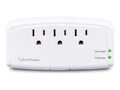 CyberPower Essential Series Surge Suppressor 900 Joules, 3 Outlets, Wall Tap, CSB300W, 15987792, Surge Suppressors