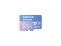 SanDisk 512GB Creator Series UHS-I microSDXC Memory Card with SD Adapter, Class 10, SDSQXAV-512G-GN6MS, 42007250, Memory - Flash
