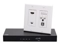 C2G HDMI HDBaseT + USB-C, 3.5mm, and USB-B to A over Cat Extender Wall Plate Transmitter to Box Receiver, C2G31011, 41533489, Video Converters, Extenders & Splitters