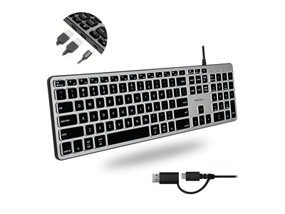 Macally USB-C A MAC KEYBOARD WITH HUB, UCABLZKEYHUBSG                , 41979444, Keyboards & Keypads