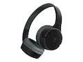 Belkin SoundForm Mini Wireless On-Ear Headphones for Kids w  Case, Mic, 3.5mm Audio, 85db Limit - Black , AUD001BTBKCS, 41320502, Headphones