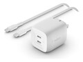 Belkin 45W Dual-Port 2xUSB-C (25W + 20W) GaN Wall Charger Power Adapter w  Lightning Cable - White, WCH011DQ2MWH-B6, 41593645, AC Power Adapters (external)