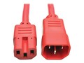 Tripp Lite Heavy Duty Computer Power Cord, 15A, 14AWG IEC-320-C14 to IEC-320-C15, Red, 3ft, P018-003-ARD, 33094007, Power Cords