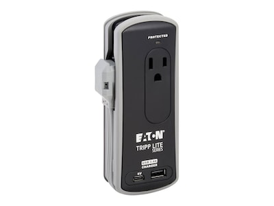 Tripp Lite Protect It 2-Outlet Travel-Size Surge Protector w 5-15R Outlets, USB-C, USB-A Ports - Black, TRAVELER3USBC, 41859102, Surge Suppressors Tripp Lite Protect It 2-Outlet Travel-Size Surge Protector w 5-15R Outlets, USB-C, USB-A Ports - Black, TRAVELER3USBC, 41859102, Surge Suppressors