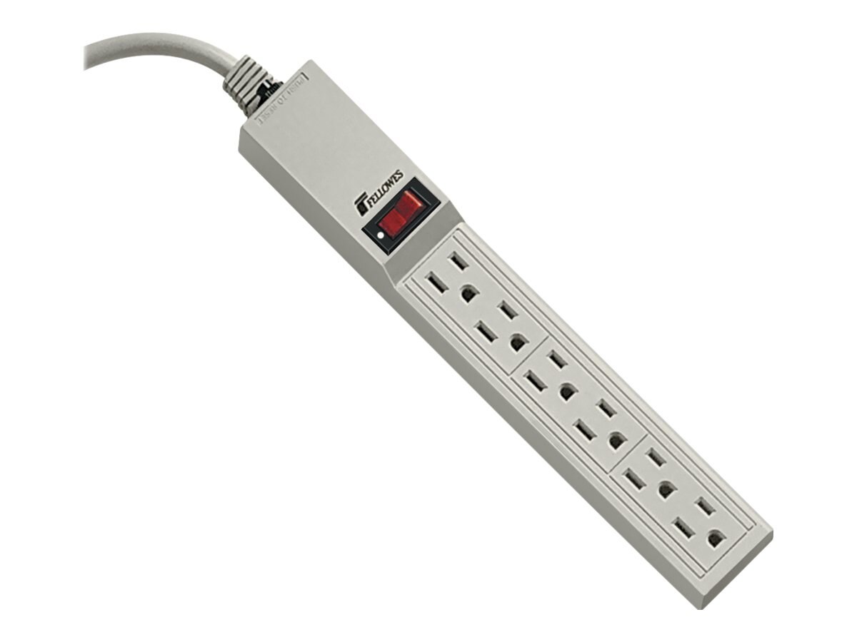 Fellowes 6 Outlet Power Strip 15ft. Cord Platinum