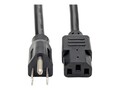 Tripp Lite Heavy-Duty Power Cord, C-13 to 5-15P, Black, 3ft, P007-003, 17227359, Power Cords