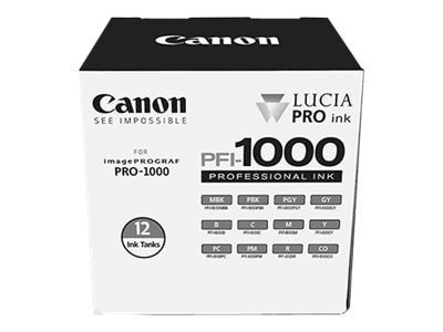 Canon PFI-1000 Lucia Pro Professional Ink Tanks (12-pack), 0545C006, 35369490, Ink Cartridges & Ink Refill Kits - OEM Canon PFI-1000 Lucia Pro Professional Ink Tanks (12-pack), 0545C006, 35369490, Ink Cartridges & Ink Refill Kits - OEM