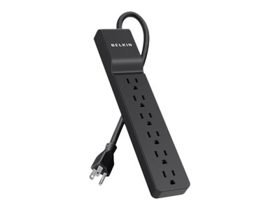 Belkin 6-Outlet 720J Straight Plug Surge Protector w  4ft Cord - Black , BE106000-04-BLK, 15305333, Surge Suppressors