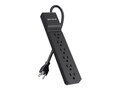 Belkin 6-Outlet 720J Straight Plug Surge Protector w  4ft Cord - Black , BE106000-04-BLK, 15305333, Surge Suppressors