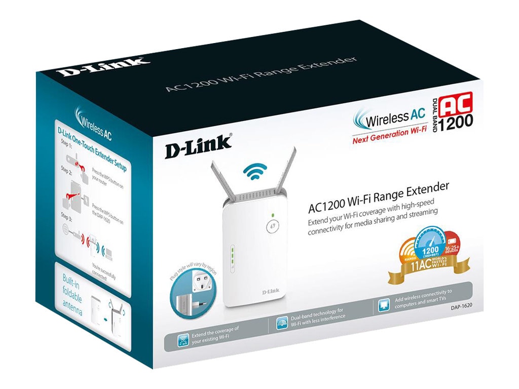 Udlevering Slør Tropisk D-Link AC1200 abgnac Wi-Fi Range Extender (DAP-1620)