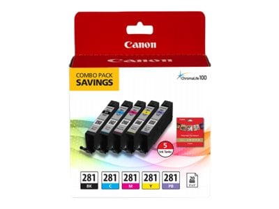Canon CLI-281 Combo Ink Pack w 5 x 5 Glossy Photo Paper (20-Sheets), 2091C006, 34539194, Ink Cartridges & Ink Refill Kits - OEM Canon CLI-281 Combo Ink Pack w 5 x 5 Glossy Photo Paper (20-Sheets), 2091C006, 34539194, Ink Cartridges & Ink Refill Kits - OEM