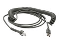 Zebra Symbol Coiled USB Cable, Type A, 15ft, CBA-U09-C15ZAR, 7436051, Cables