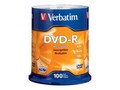 Verbatim 16x 4.7GB Branded DVD-R Media (100-pack Spindle), 95102, 5867076, DVD Media