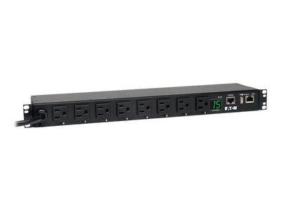 Tripp Lite Switched 1U PDU 1.4kW 120V 15A, 5-15P Input, (8) 5-15R Outlets, LX Interface, TAA, PDUMH15NET2LX, 34966330, Power Distribution Units