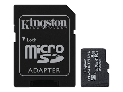 Kingston 8GB Industrial MicroSDHC UHS-I V30 A1 Card with SD Adapter, Class 10, SDCIT2/8GB, 41306072, Memory - Flash Kingston 8GB Industrial MicroSDHC UHS-I V30 A1 Card with SD Adapter, Class 10, SDCIT2/8GB, 41306072, Memory - Flash